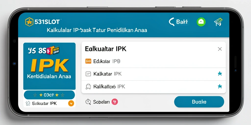 Tampilan antarmuka aplikasi Kalkulator IPK 531SLOT yang sederhana dan informatif.