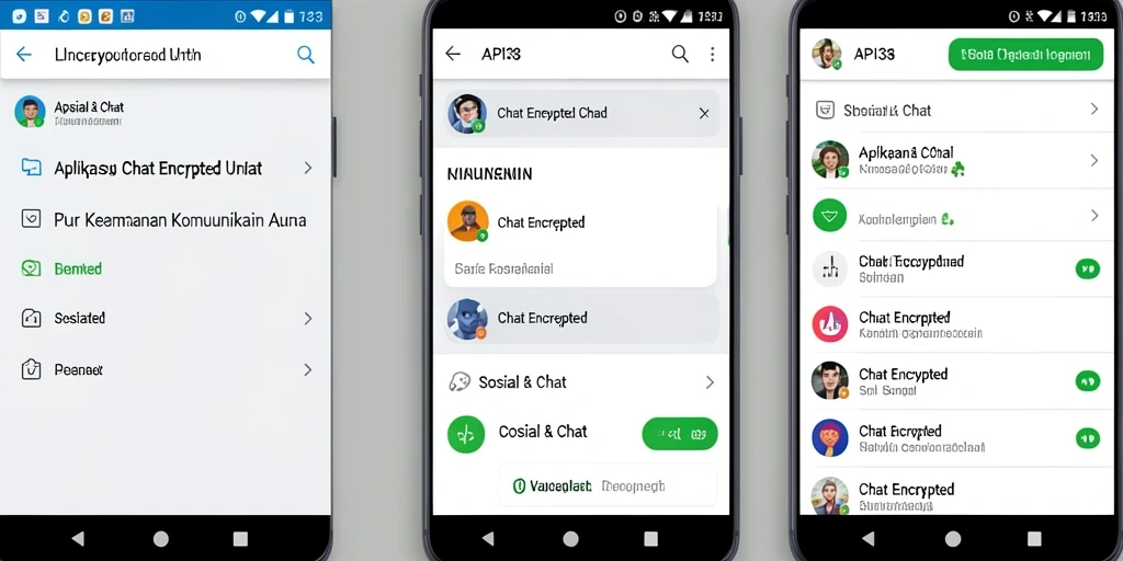 Tampilan antarmuka API33 dengan fitur Chat Encrypted yang aman.