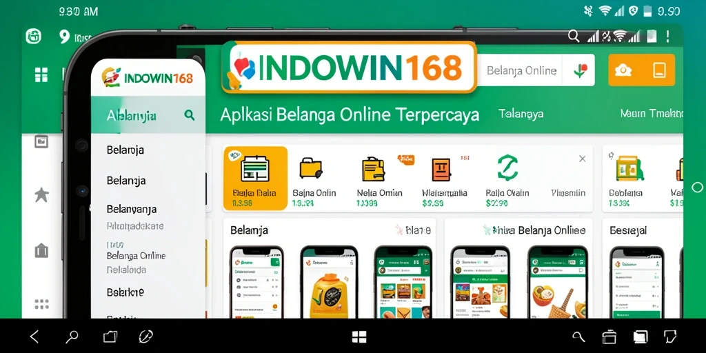 Antarmuka aplikasi INDOWIN168 yang sederhana dan praktis untuk belanja online.
