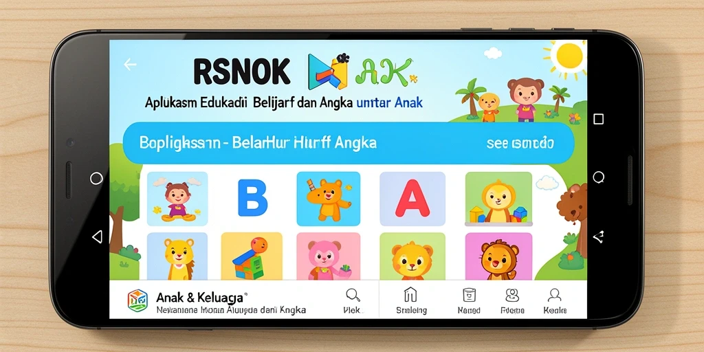 Tampilan antarmuka RSNOK yang menarik untuk belajar huruf dan angka.