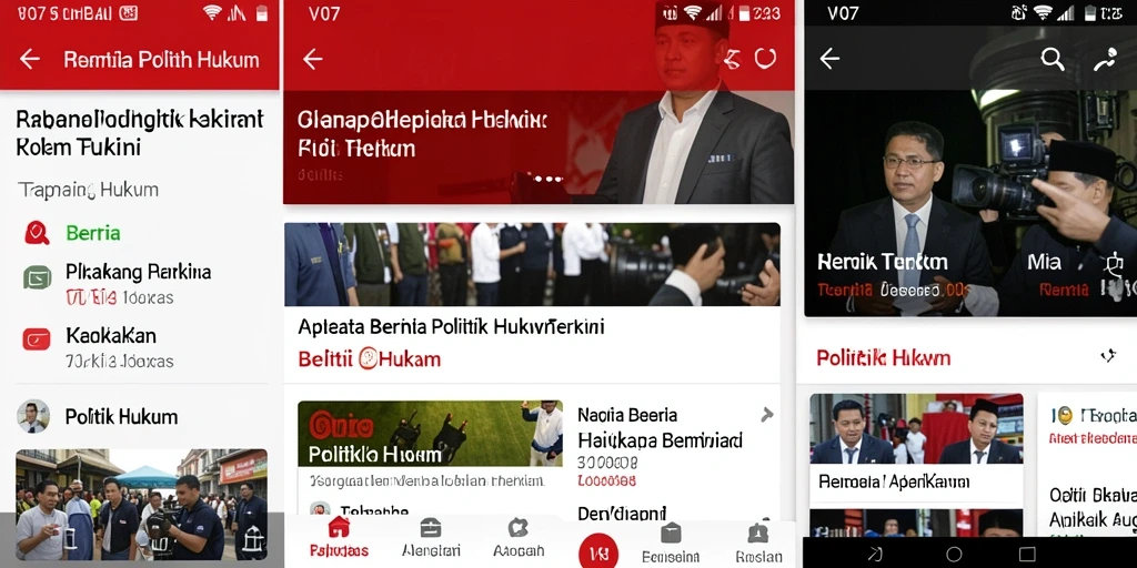 Tampilan antarmuka aplikasi V07 untuk berita politik hukum.